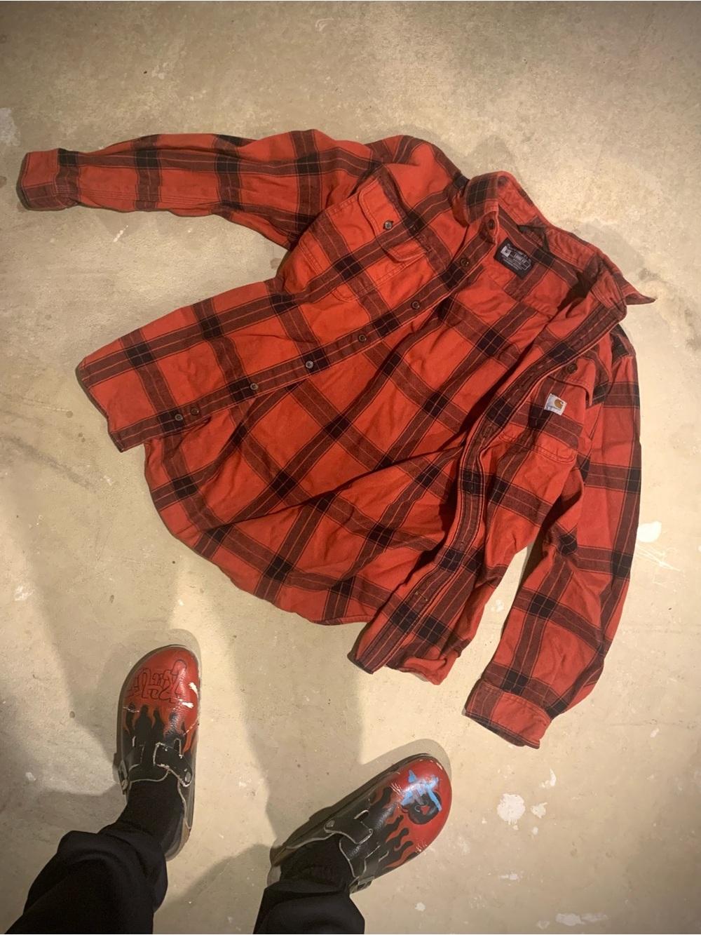 Carhartt Loose Fit Midweight Flannel, red/black plaid, Men’s M